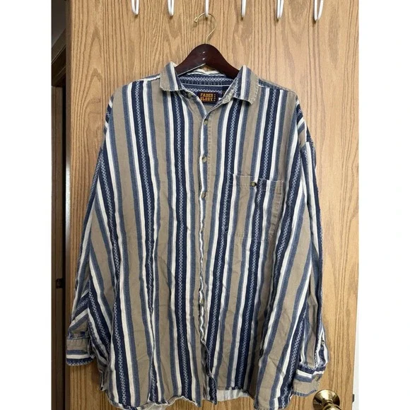 faded glory dress shirts Faded Glory Button Up Shirt Mens Size 2XL Blue Long Sleeve Cotton